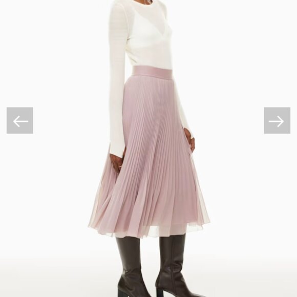 Aritzia Mauve Pleated Midi Skirt - Picture 2 of 8